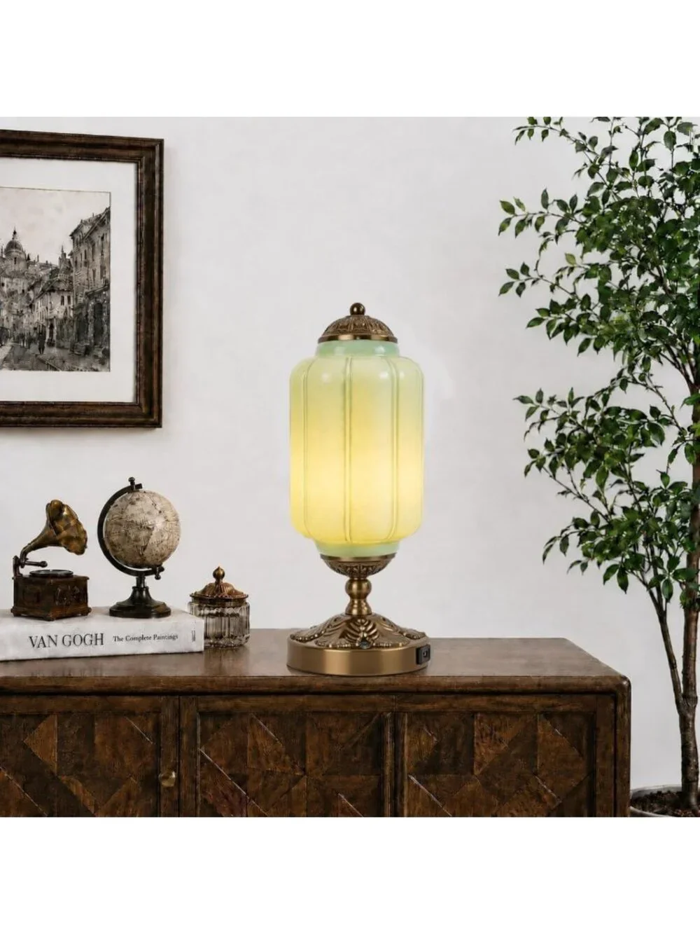 Dimmable Vintage Milk Glass Table Lamp | Retro 3-Way Lighting Fixture
